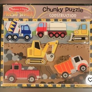 Melissa & Doug Fresh Start Construction Wooden Chunky Puzzle Set Ages 2+